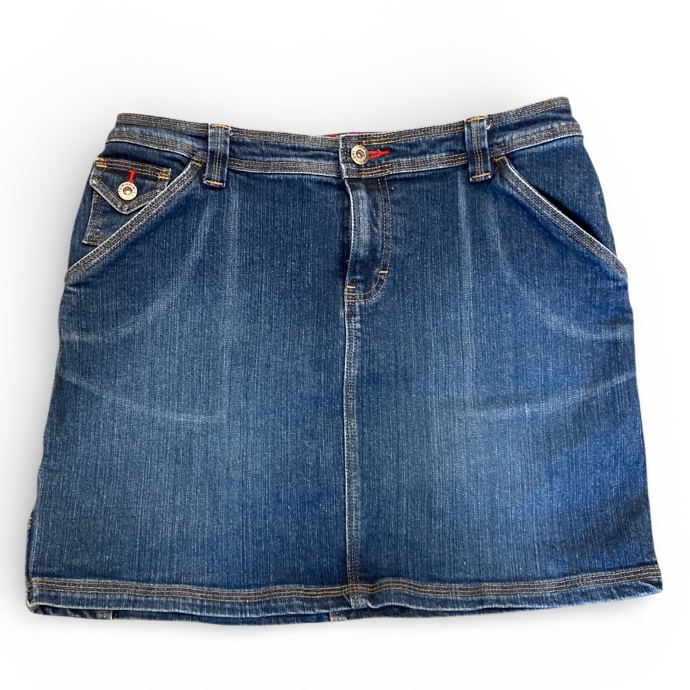 Vintage Tommy Hilfigher Y2K Jean Skirt Carpenter Style Mini Size 4 Denim,